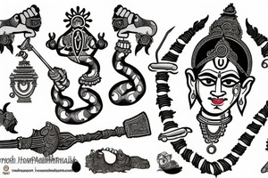Lord krishna's weapon and lord Hanuman's weapon tattoo idea