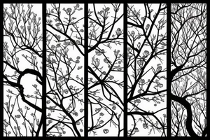 Cherry tree with long branches growing out of a black lotus tattoo idea