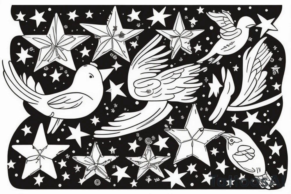 Birds become stars tattoo idea