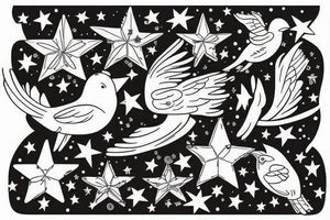 Birds become stars tattoo idea