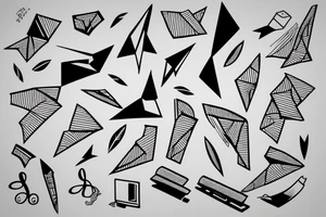 Book, paper planes and music notes tattoo idea