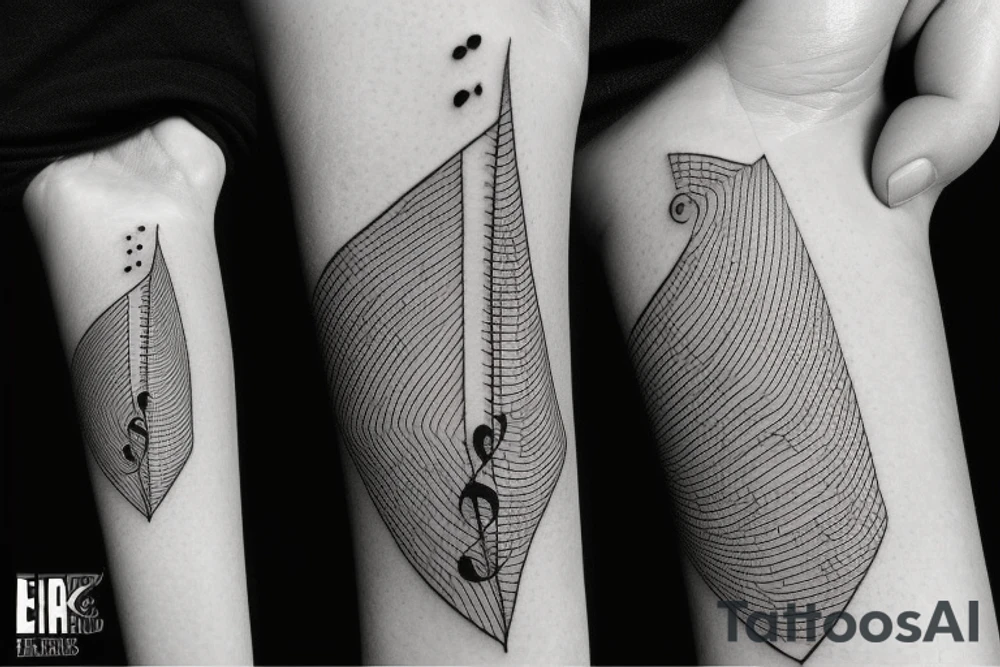 Book, paper planes and music notes tattoo idea