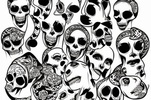 pretty girls face with skulls, snakes and diamond background tattoo idea