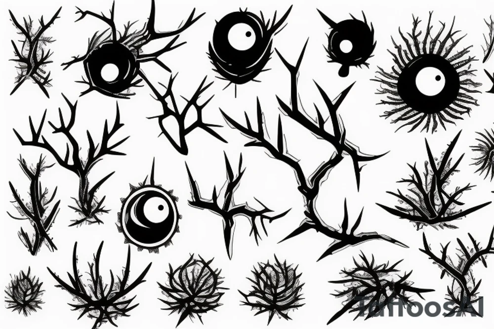 thorny branch around an eye tattoo idea