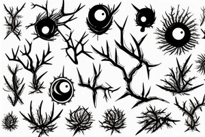 thorny branch around an eye tattoo idea
