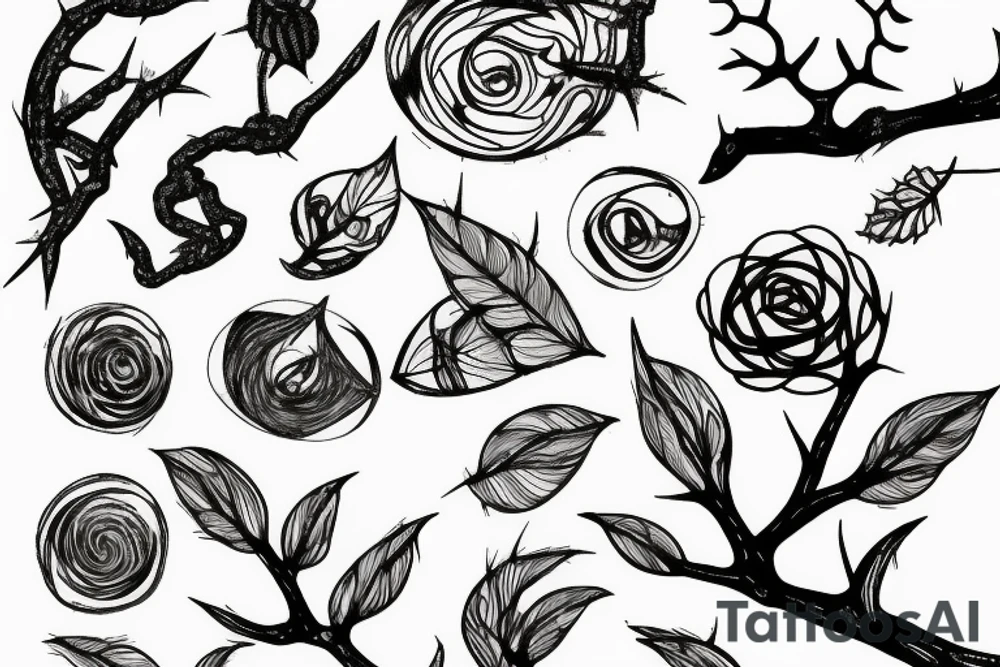 thorny branch around an eye tattoo idea