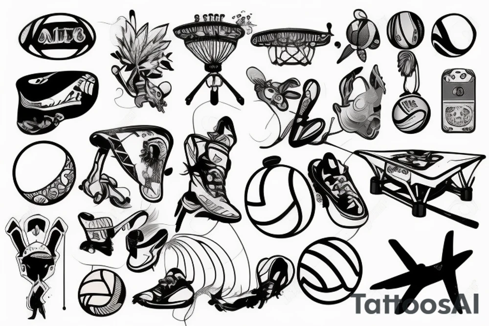 drones, volleyball, forest, tattoo idea