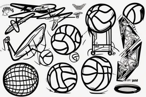 drones, volleyball, forest, tattoo idea