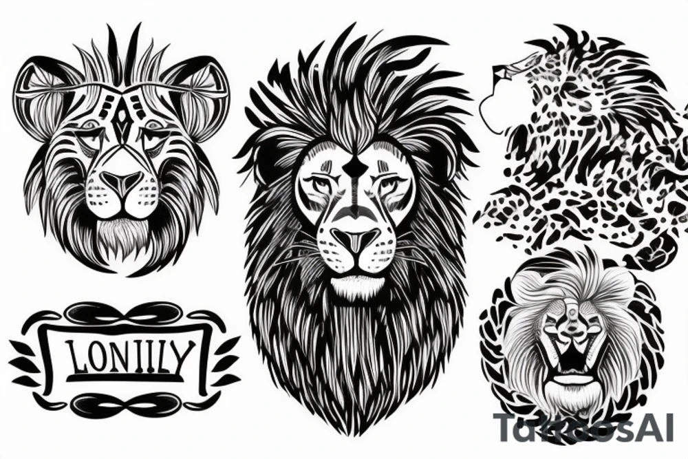 family with a lion head tattoo idea