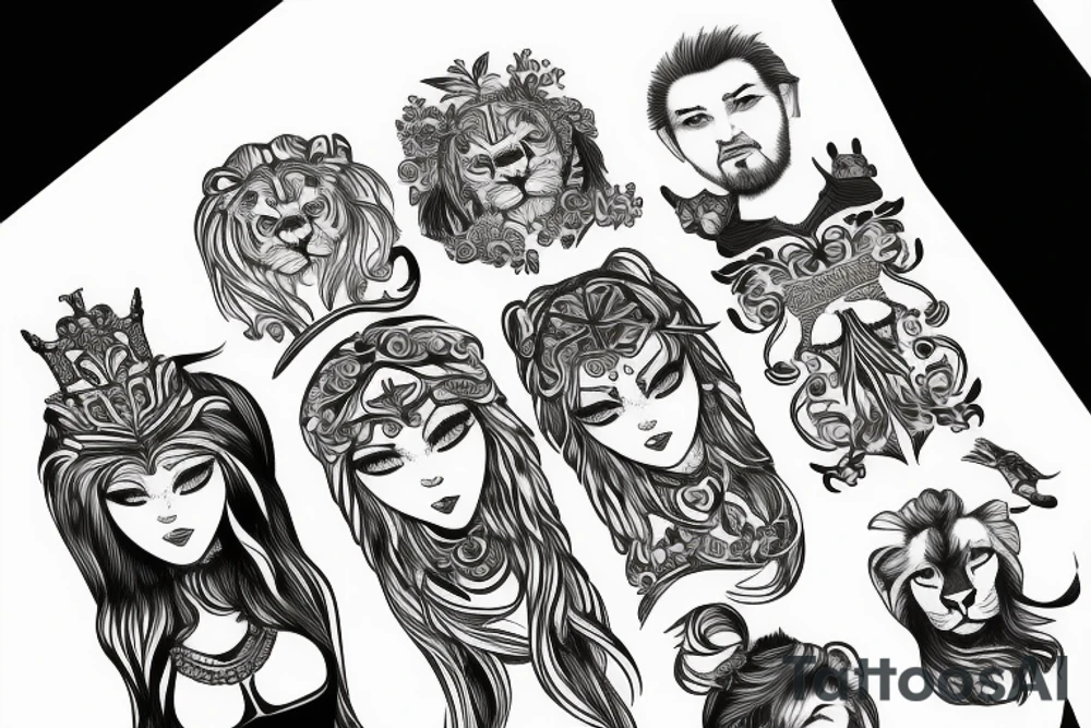 family with a lion head tattoo idea