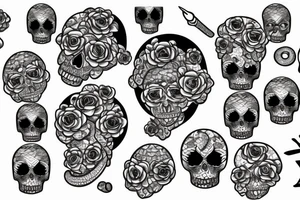 beautiful girls face, diamond background, skulls, snakes tattoo idea