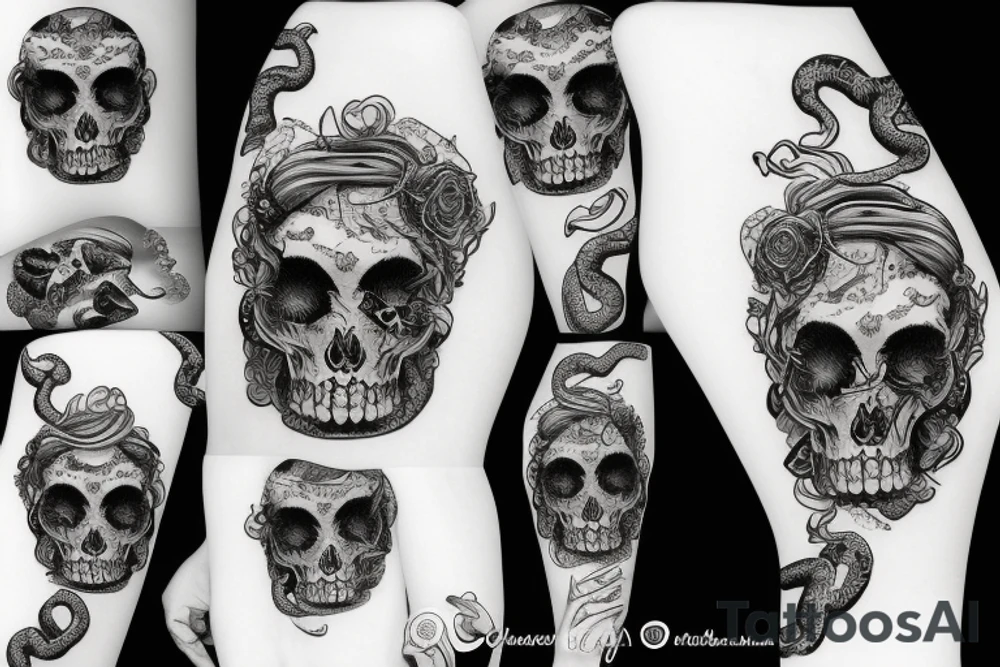beautiful girls face, diamond background, skulls, snakes tattoo idea beautiful girls face, diamond background, skulls, snakes tattoo idea