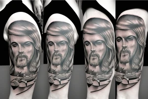 Jesus with crying eyes tattoo idea