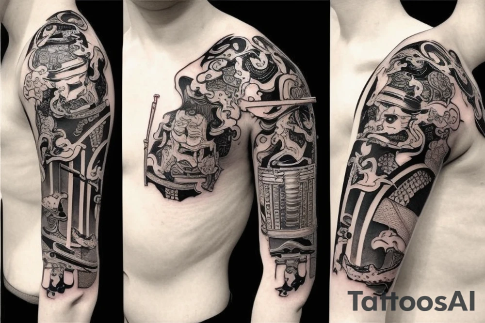 Japanese samurai with a sword tattoo idea