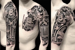 Japanese samurai with a sword tattoo idea