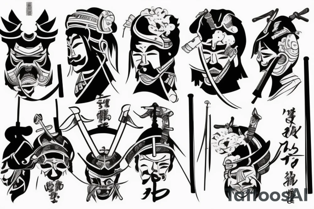 Japanese samurai with a sword tattoo idea