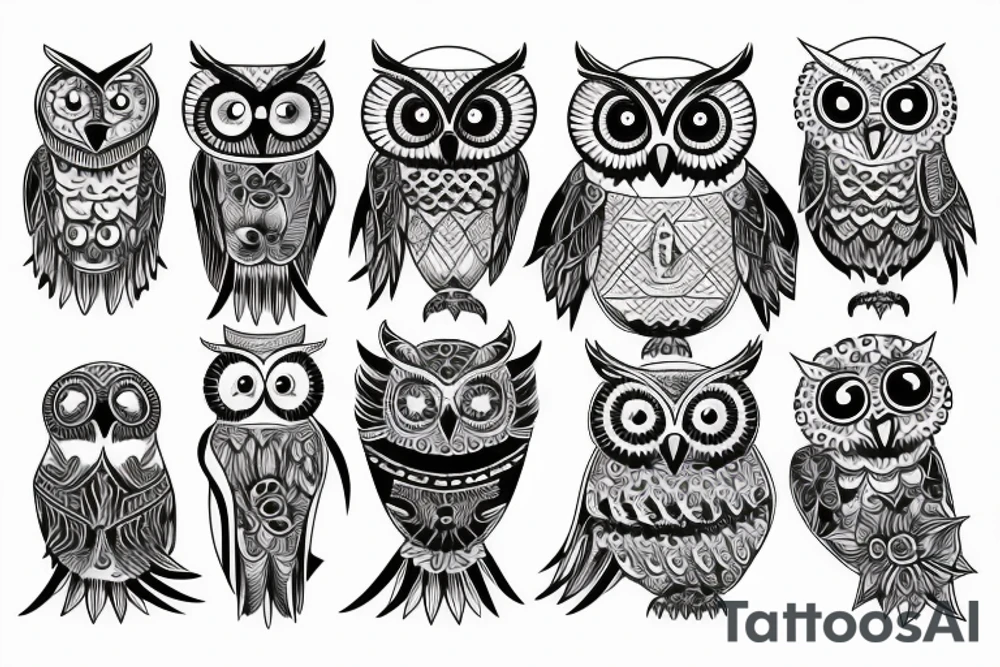 owl with music tattoo idea