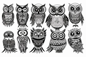 owl with music tattoo idea
