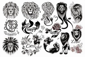 Combine 4 words "Cherry", "Lion", "Jany" and "Maya" tattoo idea