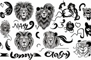 Combine 4 names "Cherry", "Lion", "Jany" and "Maya" tattoo idea