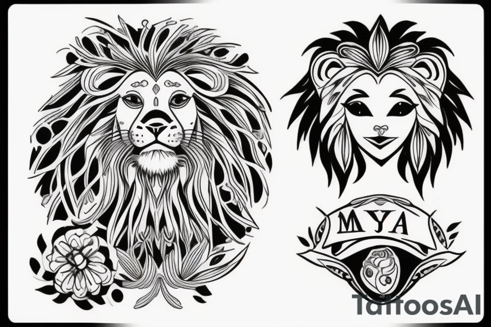 Combine 4 names "Cherry", "Lion", "Jany" and "Maya" tattoo idea