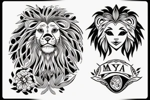 Combine 4 names "Cherry", "Lion", "Jany" and "Maya" tattoo idea
