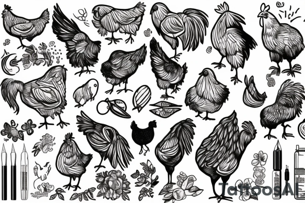a chicken and a dog together tattoo idea