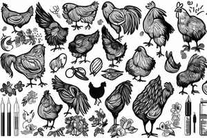 a chicken and a dog together tattoo idea