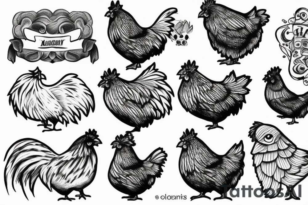 a chicken and a dog together tattoo idea