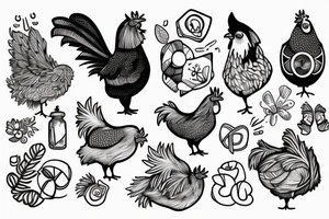 a chicken and a dog together tattoo idea