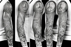Three clock tattoo expanded sleeve tattoo idea