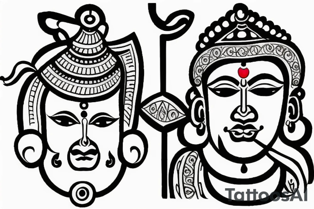 Mom dad shivji Hanuman ji Krishna ji tattoo idea