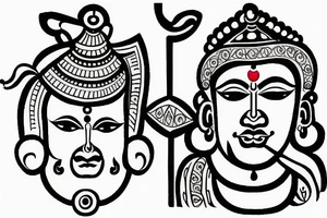 Mom dad shivji Hanuman ji Krishna ji tattoo idea