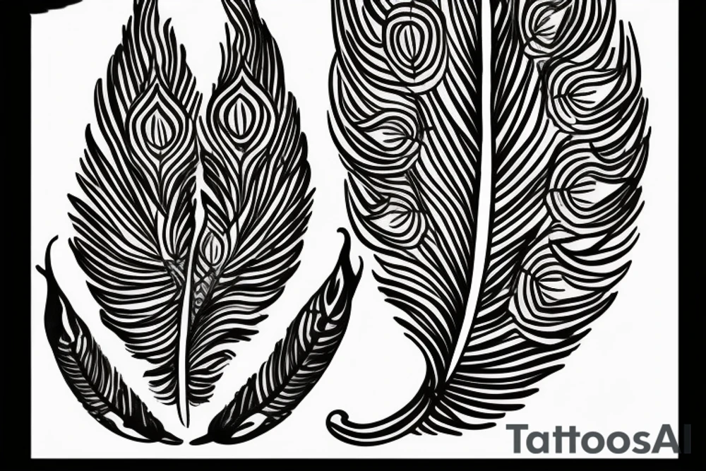 Presence of mom and dad and trishul and peacock feather tattoo idea