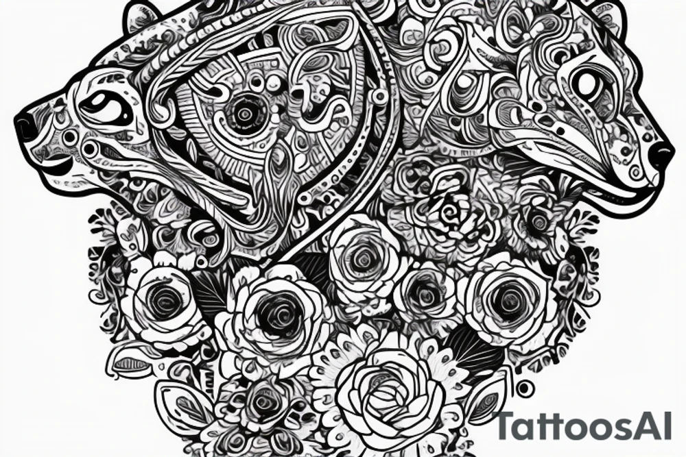 Psychedelic bear head tattoo idea