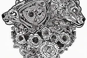Psychedelic bear head tattoo idea