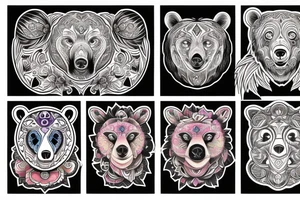 Psychedelic bear head tattoo idea