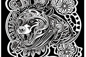 Psychedelic bear head tattoo idea