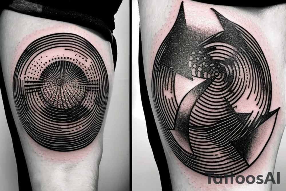 Discoball shining above a fender bass guitar tattoo idea