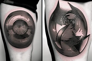 Discoball shining above a fender bass guitar tattoo idea
