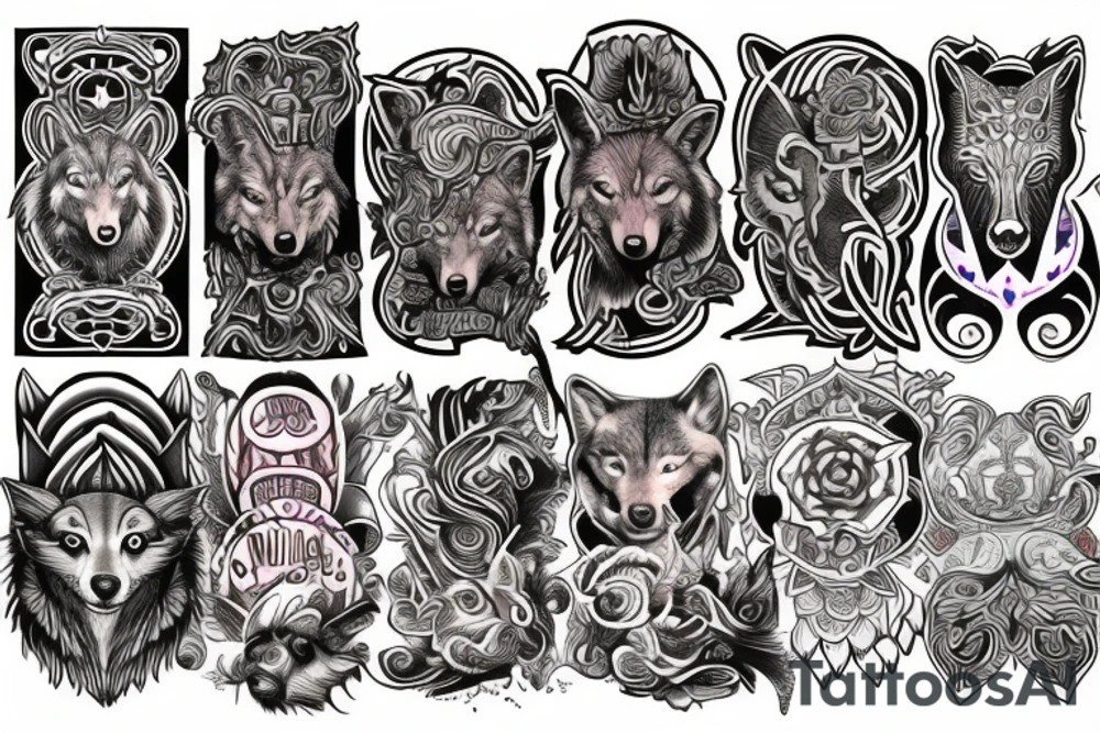 Psychedelic wolf tattoo idea
