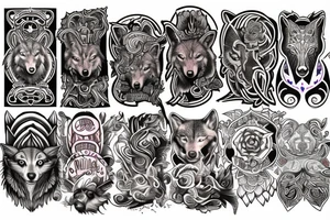 Psychedelic wolf tattoo idea