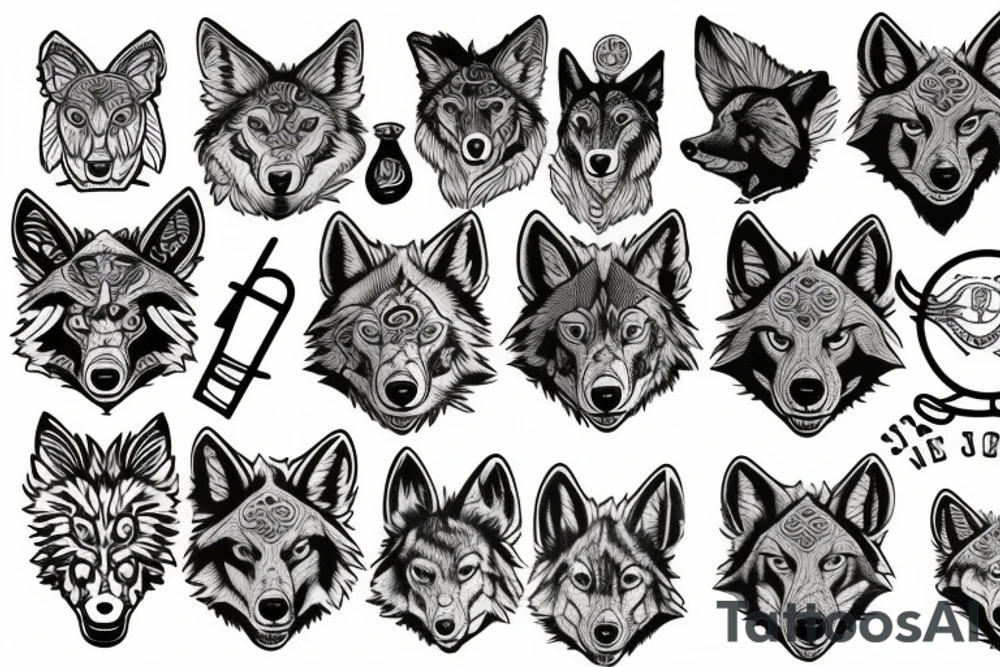 Psychedelic wolf tattoo idea