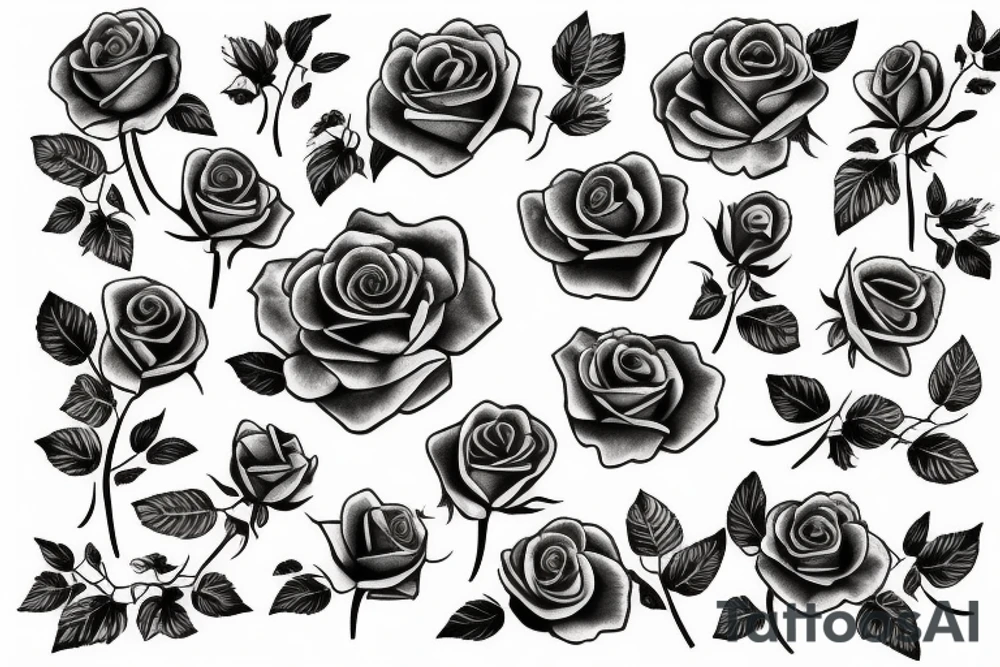 lots of love with bundle of roses tattoo idea