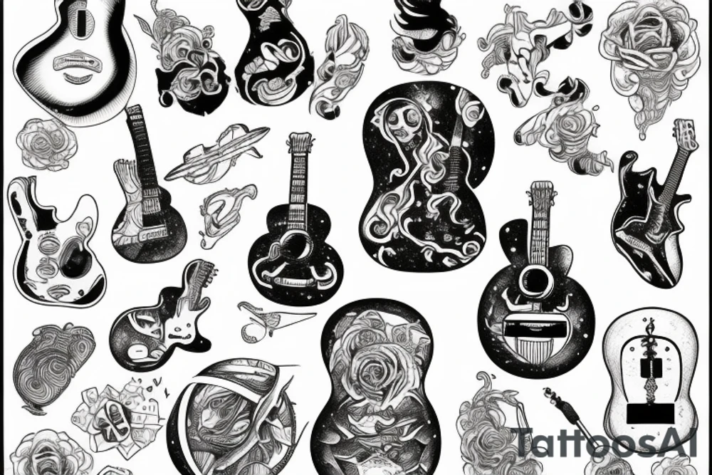 Universe inside guitar tattoo idea