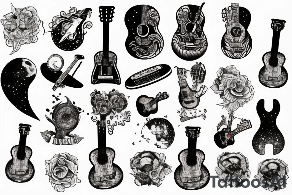 Universe inside guitar tattoo idea