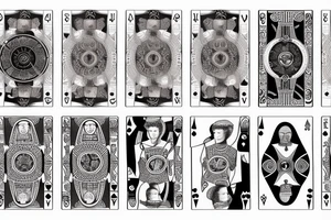 Greek god with playing cards and clock tattoo idea