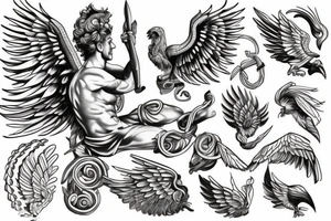 greek god with phoenix tattoo idea