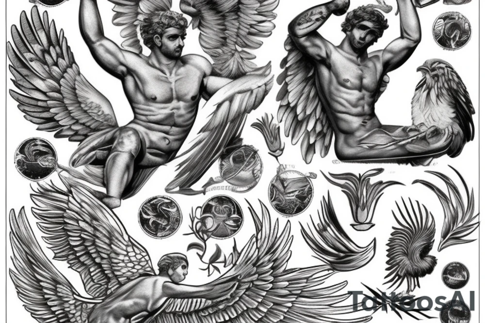 greek god with phoenix tattoo idea