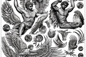 greek god with phoenix tattoo idea
